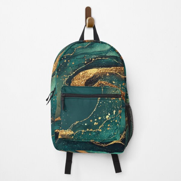 Item preview, Flowing Teal and Gold Liquid Resin Art for Living Room Decor designed and sold by Nine Lives Studio.