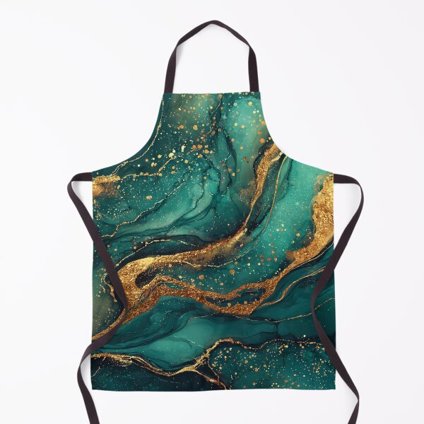 Item preview, Flowing Teal and Gold Liquid Resin Art for Living Room Decor designed and sold by Nine Lives Studio.