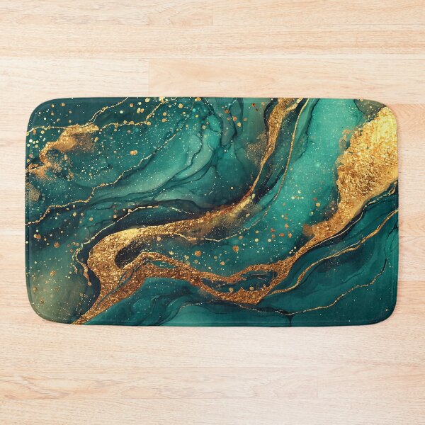 Item preview, Flowing Teal and Gold Liquid Resin Art for Living Room Decor designed and sold by Nine Lives Studio.