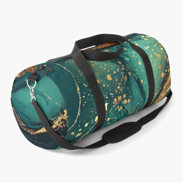 Item preview, Flowing Teal and Gold Liquid Resin Art for Living Room Decor designed and sold by Nine Lives Studio.