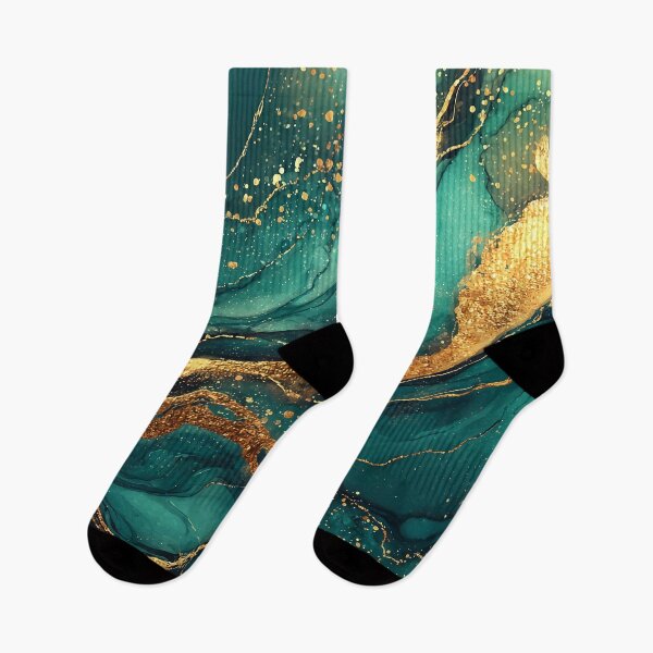 Item preview, Flowing Teal and Gold Liquid Resin Art for Living Room Decor designed and sold by Nine Lives Studio.