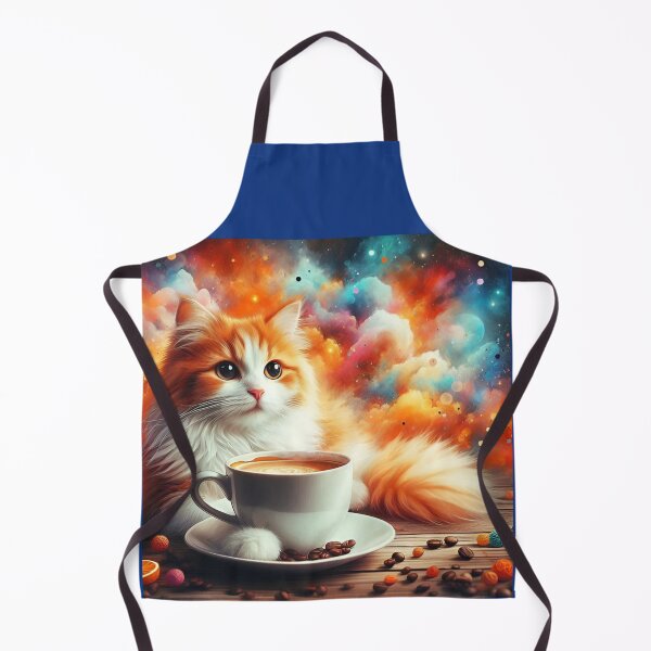 Artikelvorschau, Orange-weiße, flauschige Katze trinkt Kaffee entworfen und verkauft von The Coffee Critters.