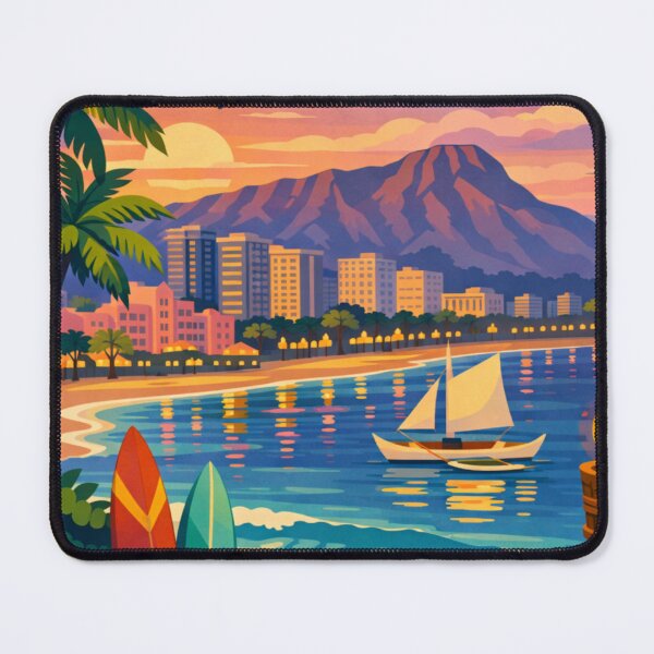 Item preview, Honolulu Beach Illustration designed and sold by MatthewHeights.