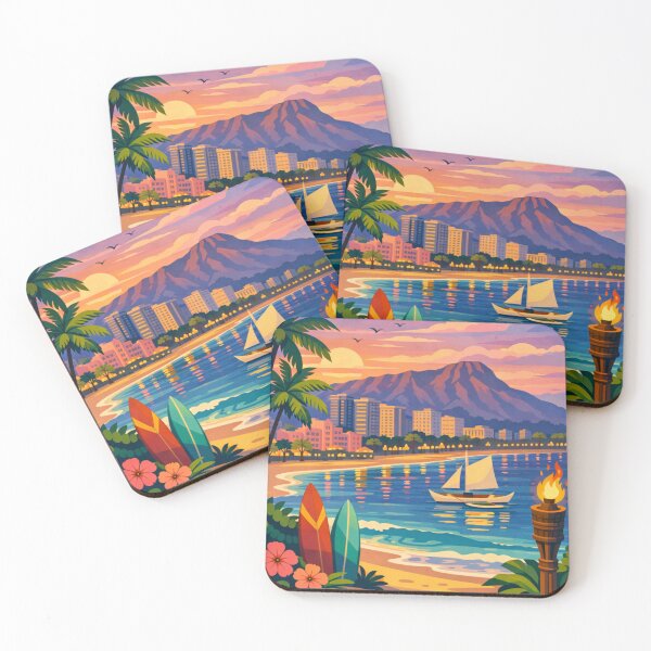 Item preview, Honolulu Beach Illustration designed and sold by MatthewHeights.