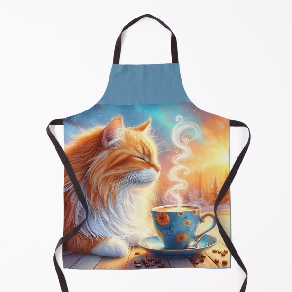 Artikelvorschau, Langhaarige orange Katze trinkt Kaffee entworfen und verkauft von The Coffee Critters.