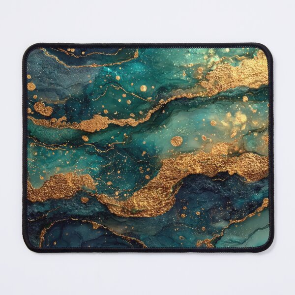 Item preview, Teal, Dark Blue, and Emerald Fluid Resin with Gold Foil designed and sold by Nine Lives Studio.