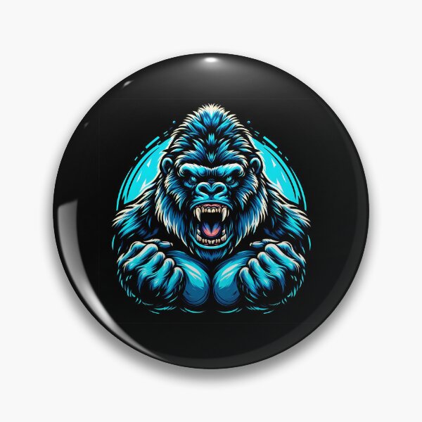 Item preview, Fierce blue gorilla illustration showcasing intense power and strength. designed and sold by beast-net.