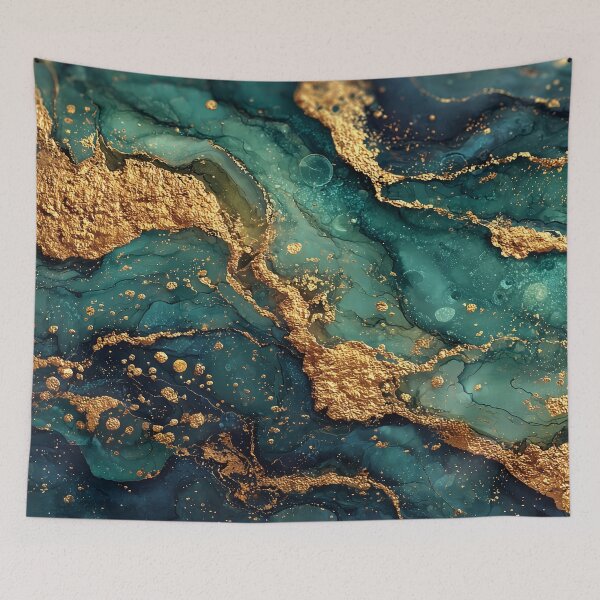 Item preview, Teal, Emerald, and Dark Blue Fluid Resin with Thick Gold Veins designed and sold by Nine Lives Studio.