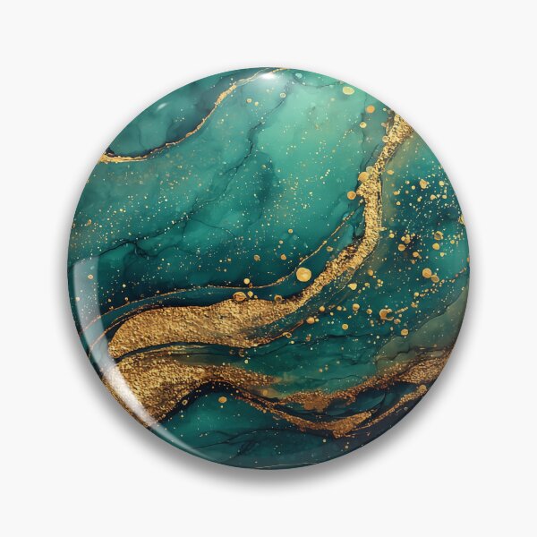 Item preview, Teal Green and Gold Fluid Resin Faux Marble designed and sold by Nine Lives Studio.
