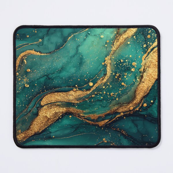 Item preview, Teal Green and Gold Fluid Resin Faux Marble designed and sold by Nine Lives Studio.