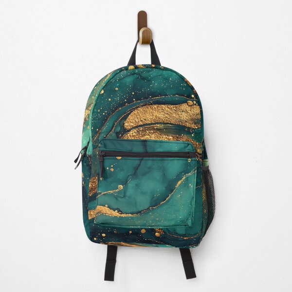 Item preview, Teal Green and Gold Fluid Resin Faux Marble designed and sold by Nine Lives Studio.