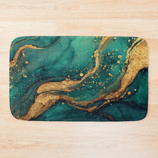 Item preview, Teal Green and Gold Fluid Resin Faux Marble designed and sold by Nine Lives Studio.