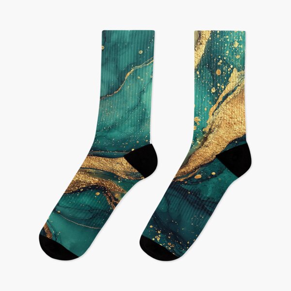 Item preview, Teal Green and Gold Fluid Resin Faux Marble designed and sold by Nine Lives Studio.