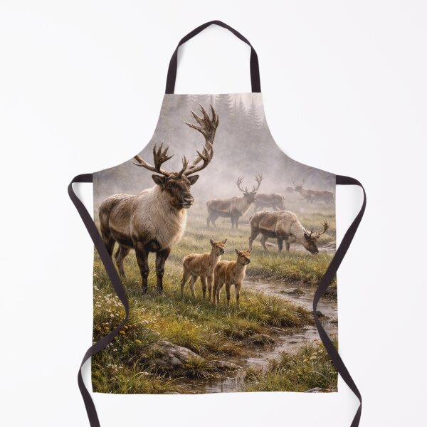 Item preview, Caribou Herd with Calves – Northern Wilderness Wildlife Scene designed and sold by VandVArt.