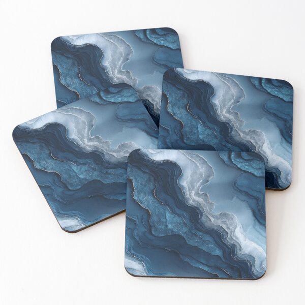 Item preview, Flowing Blue Faux Marble for Bathroom Decor designed and sold by Nine Lives Studio.