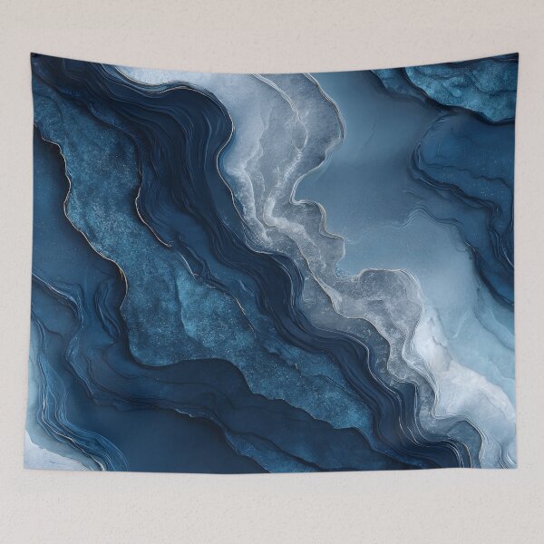 Item preview, Flowing Blue Faux Marble for Bathroom Decor designed and sold by Nine Lives Studio.