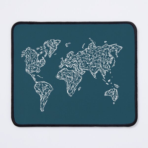 Item preview, World Map Handdrawn Ink Line Drawing Blue designed and sold by SWSandraWechner.