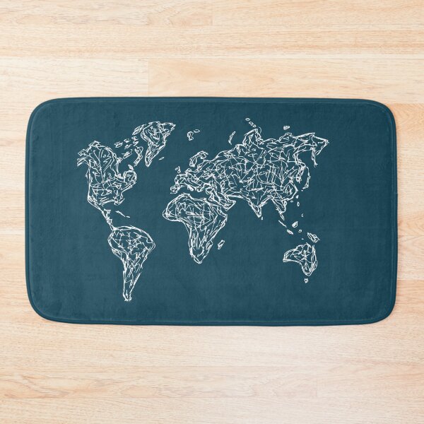 Item preview, World Map Handdrawn Ink Line Drawing Blue designed and sold by SWSandraWechner.