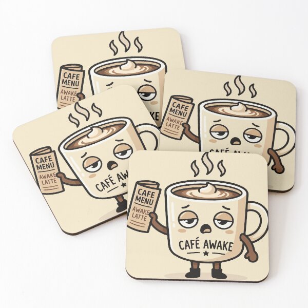 Item preview, Sleepy Coffee Cup Mascot Café Awake Design designed and sold by AmazingEG.