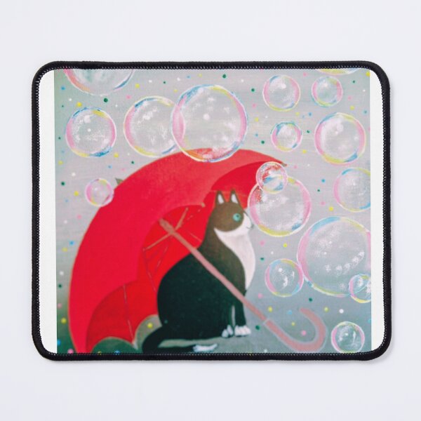Item preview, Black Cat with Red Umbrella in the Rain designed and sold by Nika Art Studio.