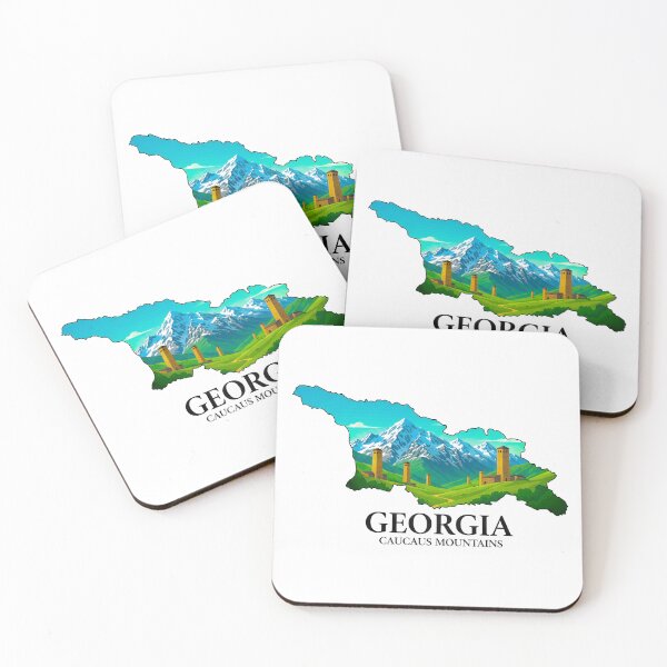 Item preview, Georgia Map Art - Majestic Caucasus Mountains and Svaneti Towers Design designed and sold by AbulailArt.