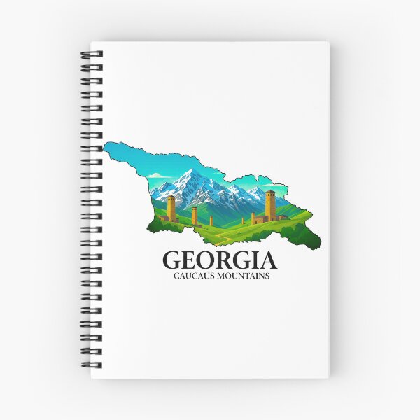 Item preview, Georgia Map Art - Majestic Caucasus Mountains and Svaneti Towers Design designed and sold by AbulailArt.