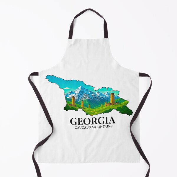 Item preview, Georgia Map Art - Majestic Caucasus Mountains and Svaneti Towers Design designed and sold by AbulailArt.