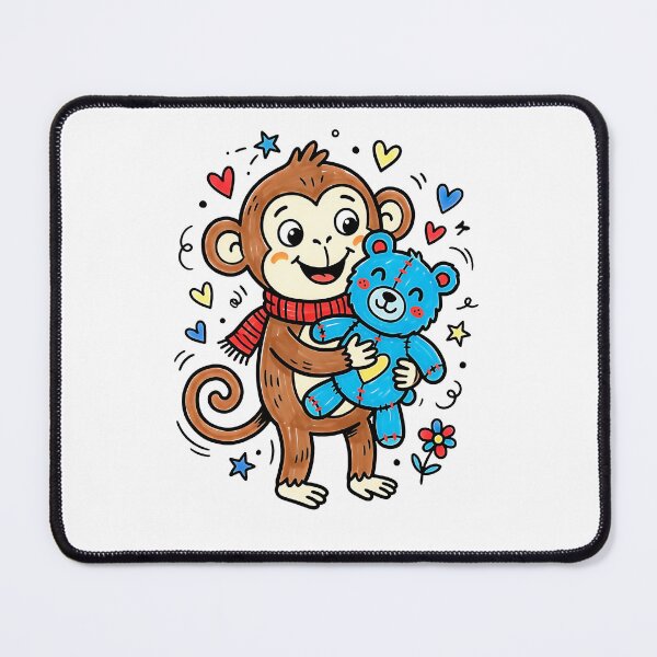 Item preview, Cute punch monkey Holding Blue Teddy Bear designed and sold by graphixpolash.