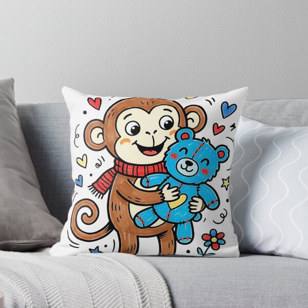 Item preview, Cute punch monkey Holding Blue Teddy Bear designed and sold by graphixpolash.