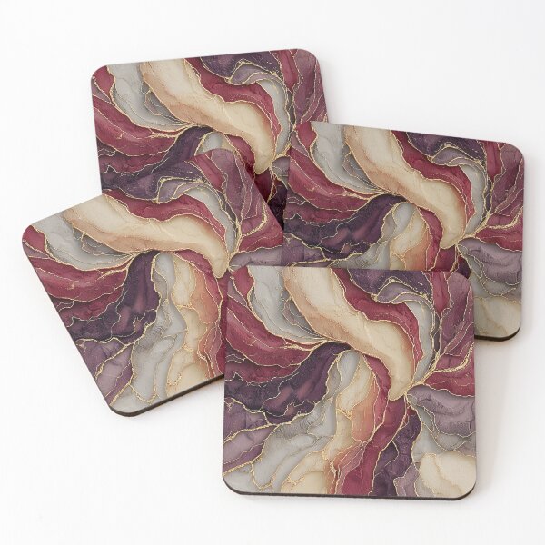 Item preview, Burgundy and Cream Fluid Marble with Gold Accents designed and sold by Nine Lives Studio.