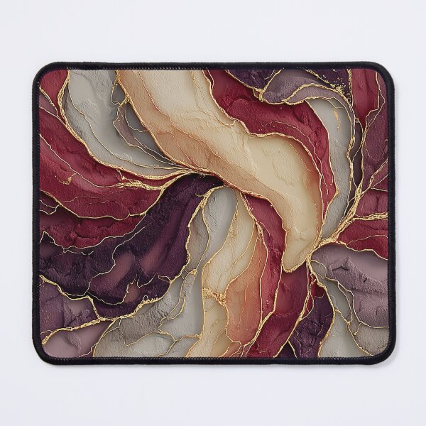 Item preview, Burgundy and Cream Fluid Marble with Gold Accents designed and sold by Nine Lives Studio.