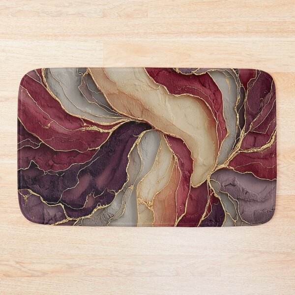 Item preview, Burgundy and Cream Fluid Marble with Gold Accents designed and sold by Nine Lives Studio.