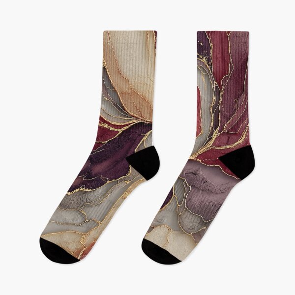 Item preview, Burgundy and Cream Fluid Marble with Gold Accents designed and sold by Nine Lives Studio.