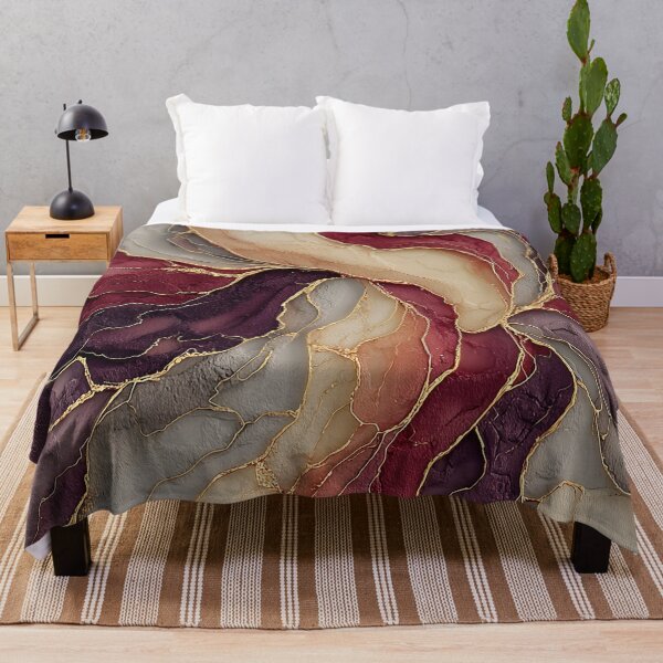 Item preview, Burgundy and Cream Fluid Marble with Gold Accents designed and sold by Nine Lives Studio.