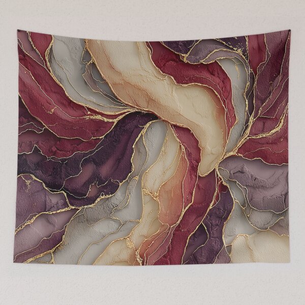 Item preview, Burgundy and Cream Fluid Marble with Gold Accents designed and sold by Nine Lives Studio.