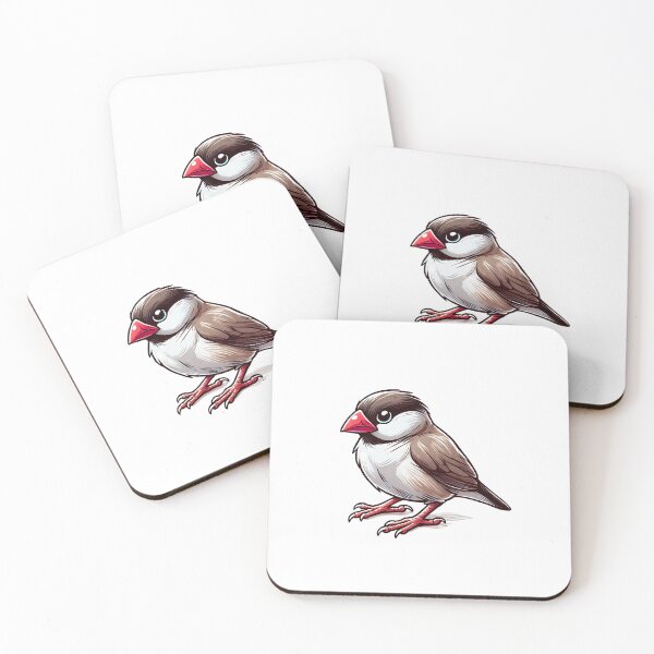 Item preview, Cute cartoon bird with a brown and white body and a bright red beak perched cutely. designed and sold by cave-canvas.