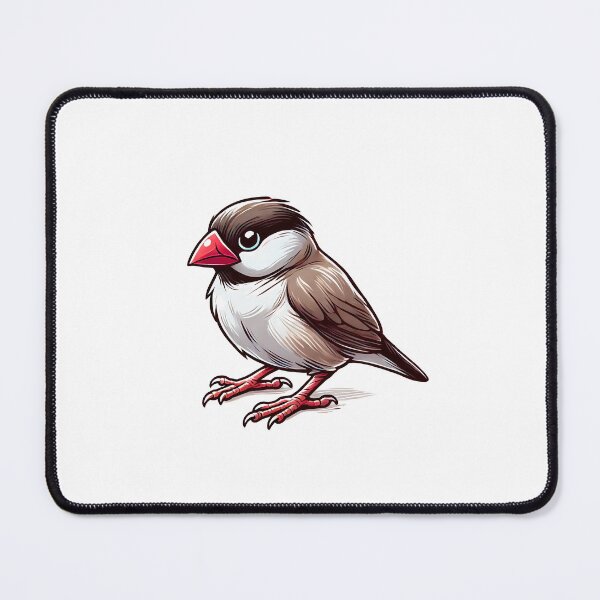 Item preview, Cute cartoon bird with a brown and white body and a bright red beak perched cutely. designed and sold by cave-canvas.