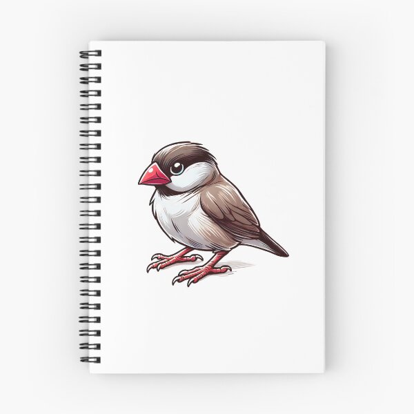 Item preview, Cute cartoon bird with a brown and white body and a bright red beak perched cutely. designed and sold by cave-canvas.