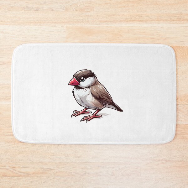 Item preview, Cute cartoon bird with a brown and white body and a bright red beak perched cutely. designed and sold by cave-canvas.