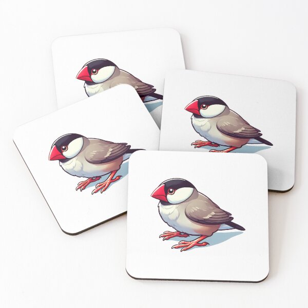 Item preview, A colorful cartoon-style bird with a red beak and expressive eyes, perched gracefully on a surface. designed and sold by cave-canvas.