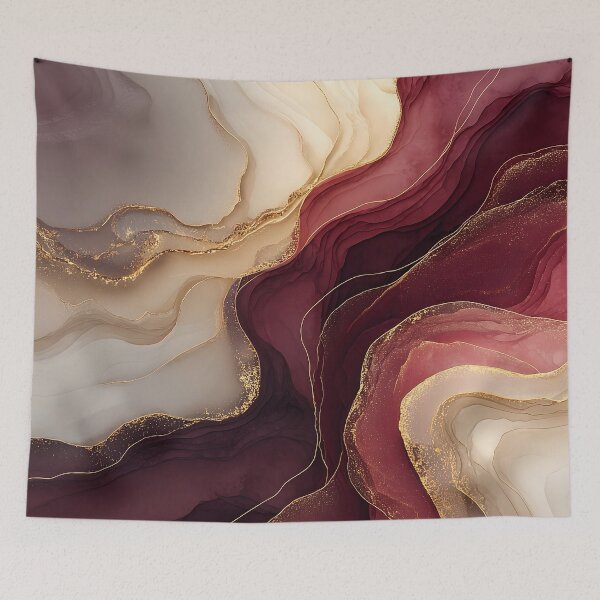 Item preview, Elegant Dark Red and Blush Alcohol Ink Waves designed and sold by Nine Lives Studio.