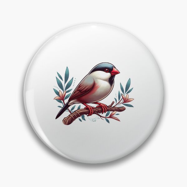 Artikelvorschau, Ein farbenprächtiger Vogel saß anmutig auf einem Ast, umgeben von grünen Blättern und rosa Blüten. entworfen und verkauft von cave-canvas.