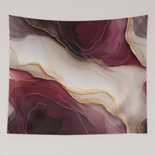 Item preview, Dark Burgundy and Cream Faux Marble Agate designed and sold by Nine Lives Studio.