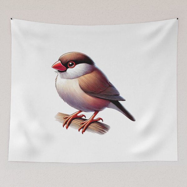 Item preview, A beautifully illustrated sparrow perched on a branch, showcasing vibrant colors and fine details. designed and sold by cave-canvas.