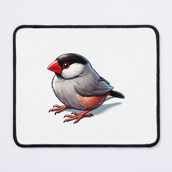 Item preview, A vibrant and detailed illustration of a small bird with a black head and bright red beak. designed and sold by cave-canvas.