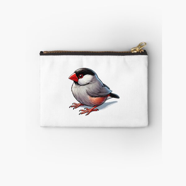 Item preview, A vibrant and detailed illustration of a small bird with a black head and bright red beak. designed and sold by cave-canvas.