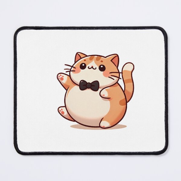 Item preview, A cute orange tabby cat with a bow tie, cheerful and plump, waving happily. designed and sold by cave-canvas.