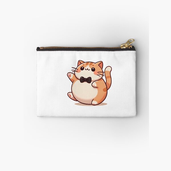 Item preview, A cute orange tabby cat with a bow tie, cheerful and plump, waving happily. designed and sold by cave-canvas.