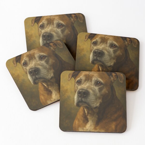 Item preview, Noble Pit Bull Portrait – Classic Dog Oil Painting Style Art designed and sold by VandVArt.