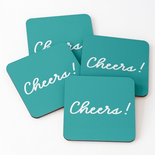Item preview, Cheers! Simple Minimalist White Chalk Script Typography On Rich Teal designed and sold by MFGB-Creations.
